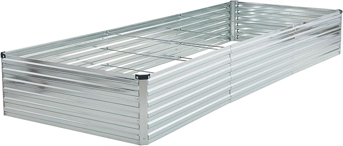 12x4x1.5ft Galvanized Raised Garden Bed,Outdoor Planter Box Metal Patio Kit Planting Bed for Vegetables Flowers Herb,Silver-BloomoryGarden