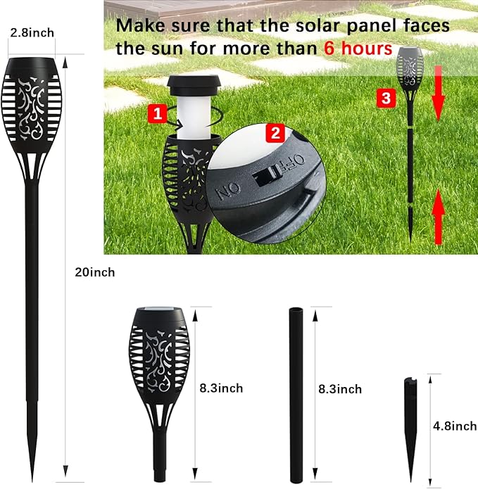 12 Pack Solar Torch Lights Outdoor Waterproof - Blue Flickering Flame, Outdoor Solar Garden Lights for Yard, Tiki Torches for Outside Patio Pathway Decorations-BloomoryGarden