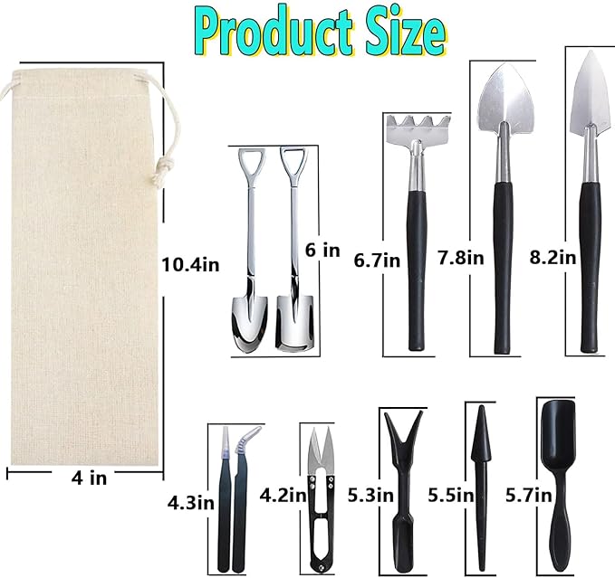 12 Pcs Succulent Tools Set Mini Transplanting Garden Tools Kit for Indoor Gardening Flower Pot Cactus Care-BloomoryGarden