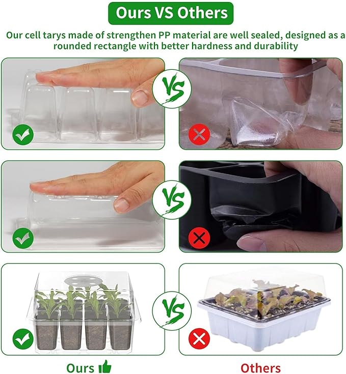 120 Cells Reusable Seed Starter Tray, 10 Pack Seedling Starter Kit for Greenhouse Propagator Station Planting Growing (Clear)-BloomoryGarden