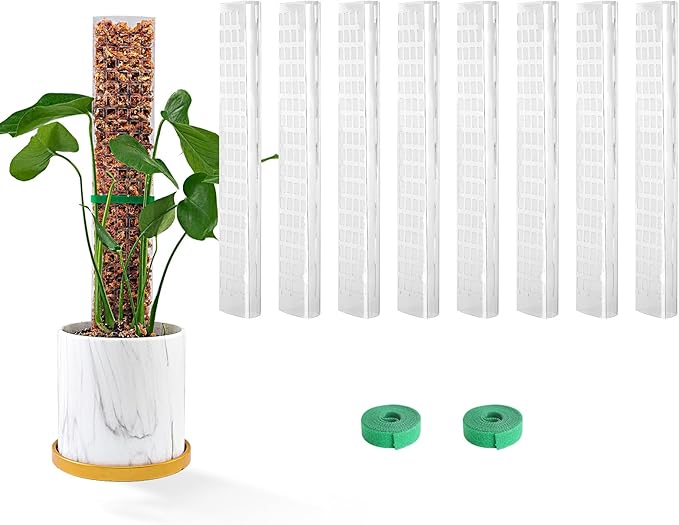 15 Inch 8 Pcs Plastic Moss Pole for Plants Monstera, 8×15'' Plant Poles for Climbing Plants, Plant Support for Indoor Plants Work with Sphagnum Moss, Clear-BloomoryGarden