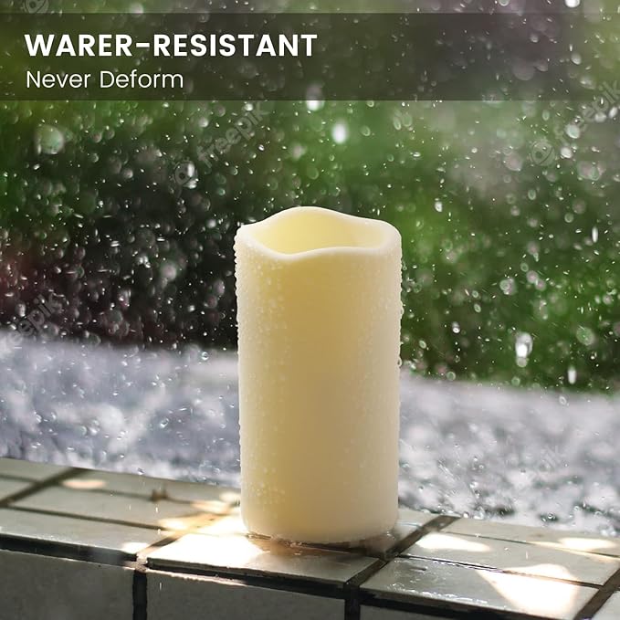 12PACK Waterproof Flameless Candles with Remote Control Candle, Battery Operated Flickering LED Pillar Candle Plastic,Large Size(D3 x H5.5) for Outdoor/Indoor Decoration Wedding, Party, Birthday-BloomoryGarden