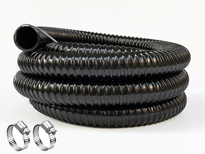 1 1/2 Inch Pond Sump Pump Discharge Hose Corrugated Water Hose Black PVC Strong Flexible Tubing 10Ft-BloomoryGarden