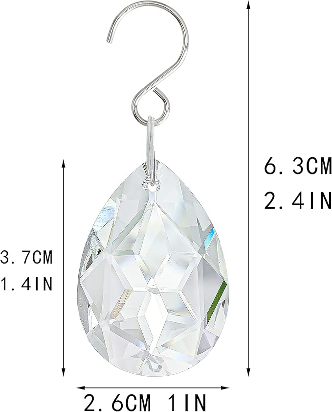 10pcs 38mm Clear Crystal Teardrops Chandelier Parts,Chandelier Crystal Prisms Pendants with Hook,Hanging Crystals for Lamp Window Christmas Tree Decoration Suncatcher-BloomoryGarden