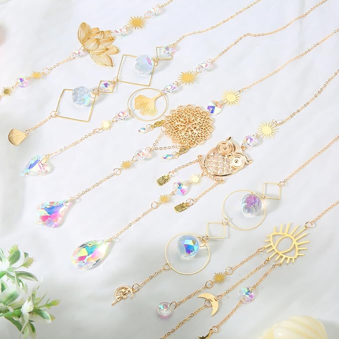 16 pcs Crystal Suncatcher, Colorful Suncatchers Sun Catchers Indoor Window Hanging Ornaments for Home Garden Ceiling Christmas Party Wedding Indoor Outdoor Decoration Prism Rainbow Maker-BloomoryGarden