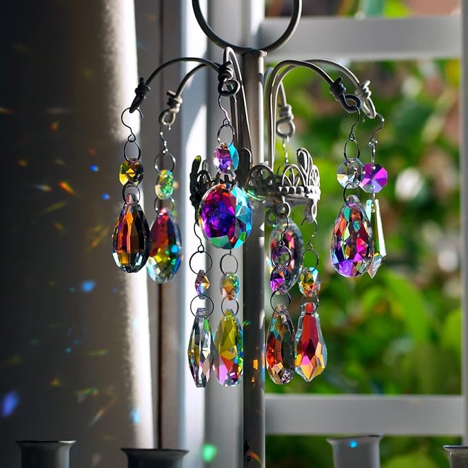 12pcs Hanging Glass Crystals Prism for Windows, Chandelier Decoration, Rainbow Maker Suncatcher-BloomoryGarden