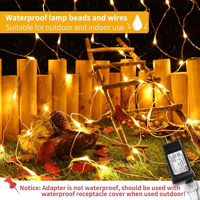 LYHOPE 12ft x 5ft 360 LED Christmas Net Lights, 8 Modes Low Voltage Mesh Christmas Decorative Lights for Xmas Trees, Bushes, Wedding, Garden, Outdoor, Indoor Decor (Warm White)-BloomoryGarden