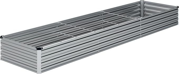 12x2x1FT Galvanized Raised Garden Bed Kit,Vegetable Boxes-Rectangle Metal Flower Box,Large Planter Raised Beds Outdoor Garden for Planting,Fruit,Herb-Sliver-BloomoryGarden