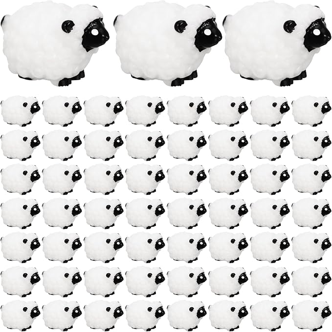 100Pcs Mini White Sheep Miniature Resin Sheep Figurines Cute Little Figurines Fairy Outdoor Moss Ornaments Landscape Figurines Garden DIY Ornament Accessories for Indoor Outdoor-BloomoryGarden