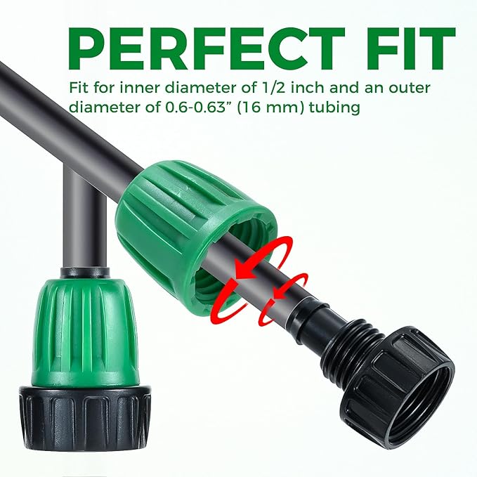 12 Pcs 1/2 Inch Drip Irrigation Tubing Faucet Garden Hose Adapter, 3/4" to 1/2" Drip Irrigation Tubing Hose Adapter, 3/4 Inch Faucet Connector Garden Hose Adapter Black and Green-BloomoryGarden