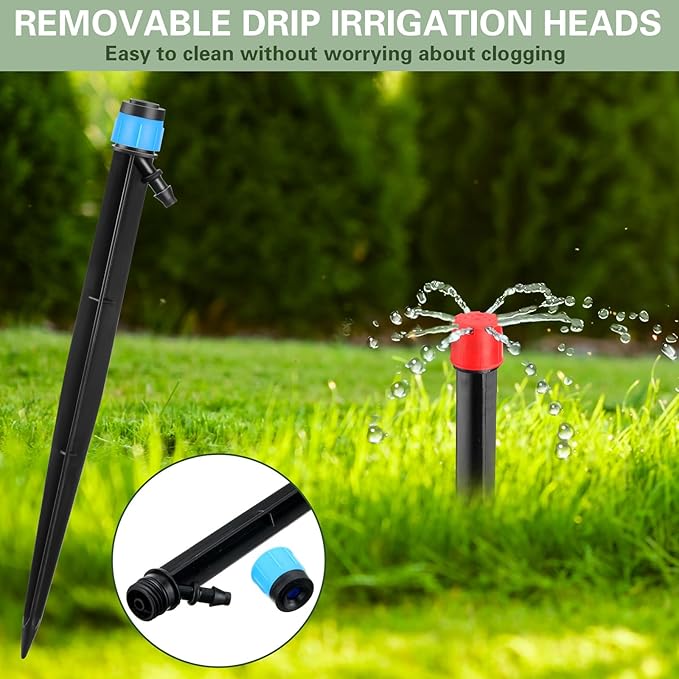 120 Pcs Drip Irrigation Emitters for 1/4'' Drip Irrigation Tubing 60 Irrigation Emitters Sprayer 60 Adjustable 360 Degree Water Flow Drippers for Patio Lawn Garden Watering-BloomoryGarden