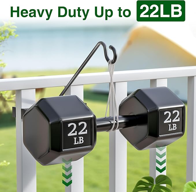 12-Inch 2 Pack Deck Bird Feeder Hanger for Railing, Outdoor Decor Plant Hanger, Swivel Balcony Railing Hook - 22LB Capacity - for Hanging Plants, Bird Feeders, Lanterns, Wind Chimes-BloomoryGarden