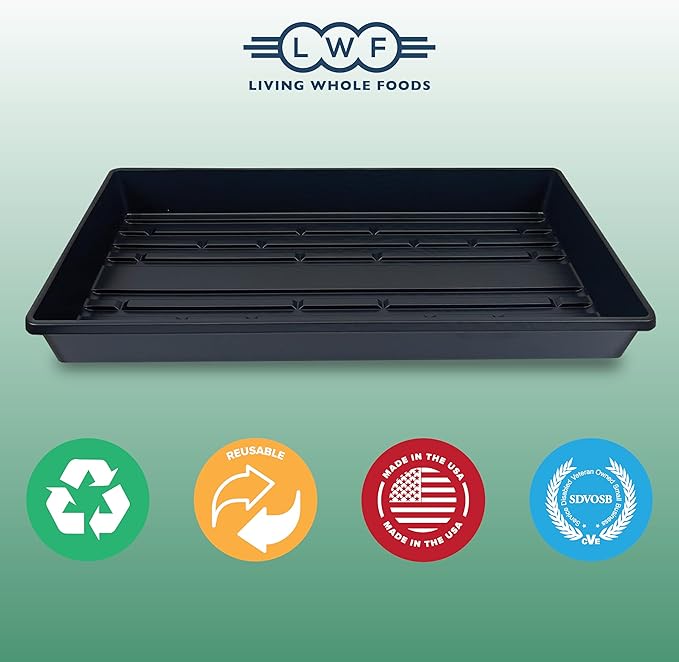 10 Plant Growing Trays (No Drain Holes) - 20" x 10" - Perfect Garden Seed Starter Grow Trays: for Seedlings, Indoor Gardening, Growing Microgreens, Wheatgrass & More - Soil or Hydroponic-BloomoryGarden