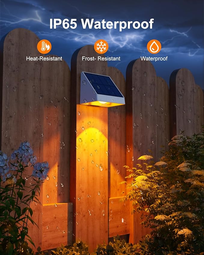 12 Pack Color Changing Solar Powered Fence Lights Outdoor Decorative LED Waterproof Yard Lighting for Outside Wall, Deck, House Patio, Rail, Backyard, 8 Colorful Modes, Easy Install (White Shell)-BloomoryGarden