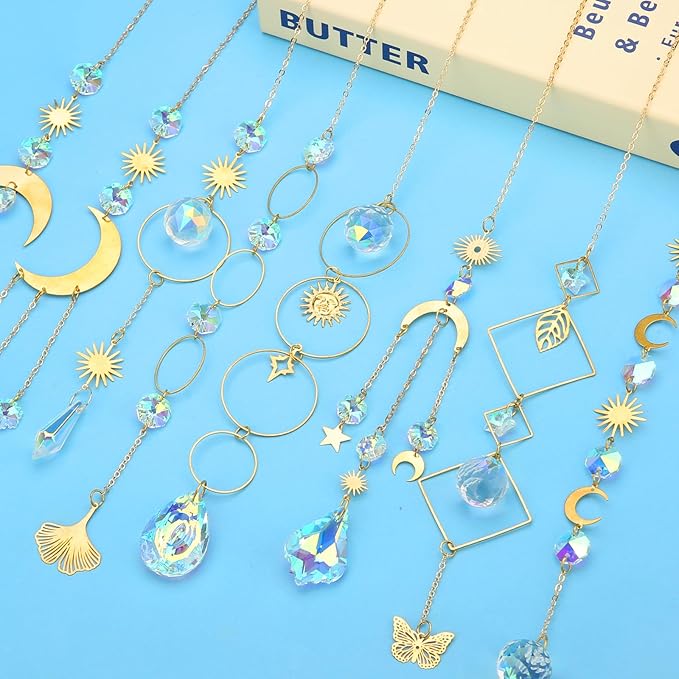 16 pcs Crystal Suncatcher, Colorful Suncatchers Sun Catchers Indoor Window Hanging Ornaments for Home Garden Ceiling Christmas Party Wedding Indoor Outdoor Decoration Prism Rainbow Maker-BloomoryGarden