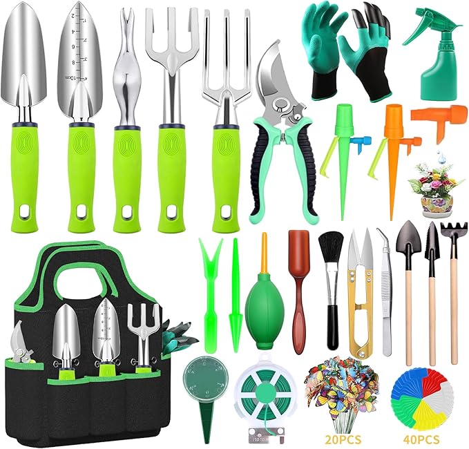 84 PCS Garden Tools Set,10pcs Succulent Tools Set Included 6pcs Large Heavy Duty Aluminum Gardening Hand Tools 12.5IN with Garden Tool Bag,Gloves Sprayer etc.Gardening Gifts for Men Women Garden Gifts-BloomoryGarden