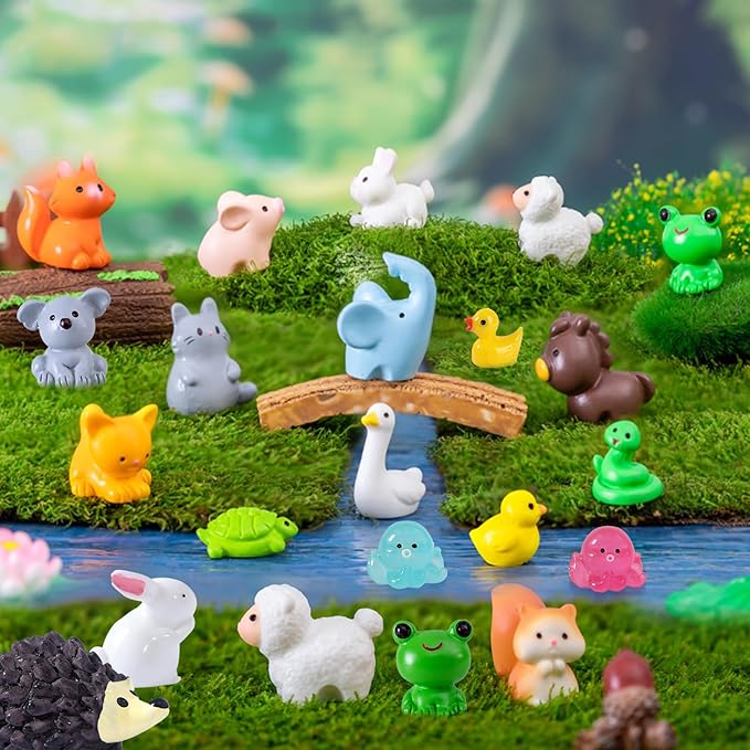 150 Pieces Mini Resin Animals Mini Resin Figures Tiny Resin Animals Model Set for DIY Miniature Garden Decor, Dollhouse Ornament,Succulents Plants Ornaments, Animals Party Favors-BloomoryGarden