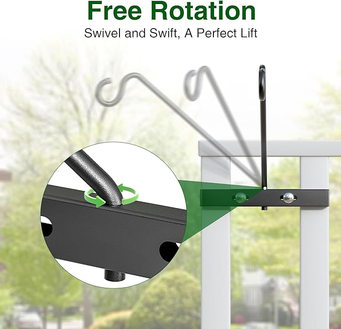 12-Inch 2 Pack Deck Bird Feeder Hanger for Railing, Outdoor Decor Plant Hanger, Swivel Balcony Railing Hook - 22LB Capacity - for Hanging Plants, Bird Feeders, Lanterns, Wind Chimes-BloomoryGarden