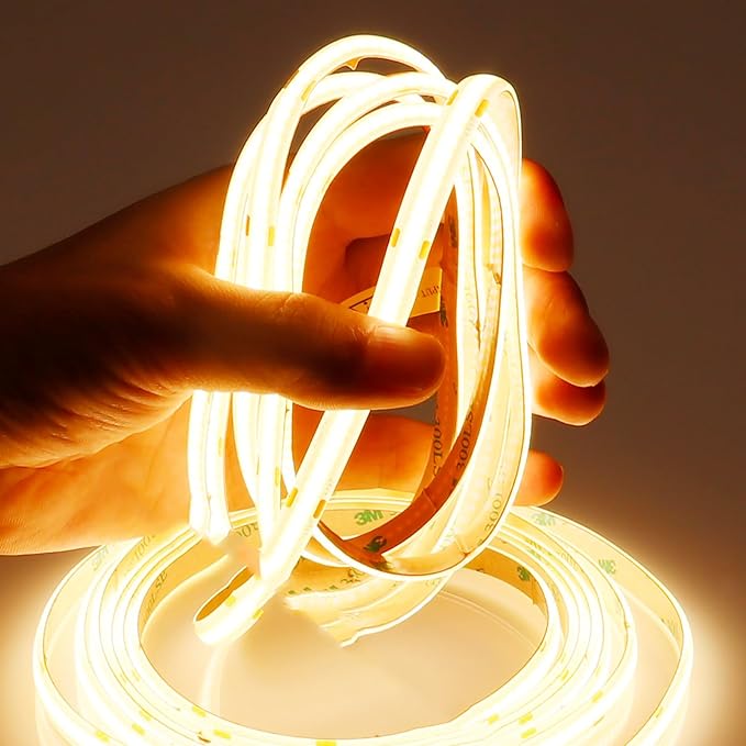 15M/49.2ft 24V COB LED Strip Light Waterproof IP65 Warm White 3000K Uniform Glow 5760LEDs CRI 93+ Flexible LED Tape Lights for DIY Cabinet Bedroom Kitchen Home Decor(No Power Supply)-BloomoryGarden