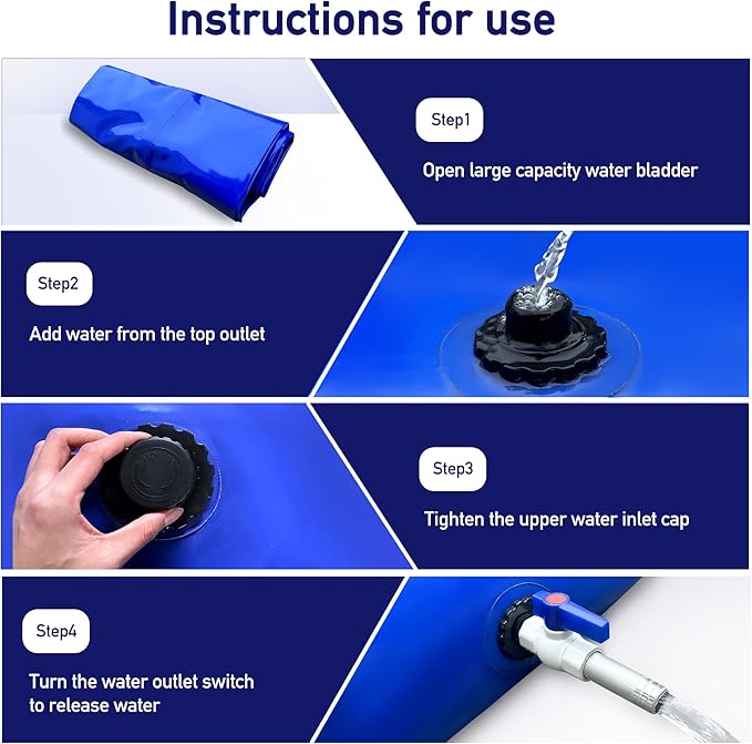 100Gal Portable Water Storage Bladder, Foldable Large Capacity Container Water Tank, Agricultural Irrigation, Camping, Firefighting, Outdoor Household Water-BloomoryGarden