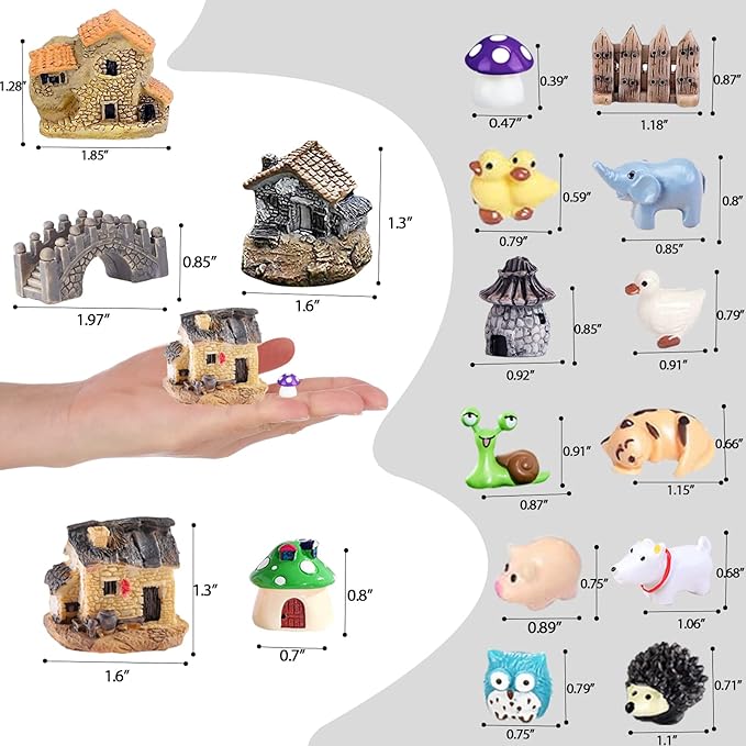 105 Miniature Fairy Garden Accessories, Fairy Garden Kit, Fairy Garden Animals, Miniature Figurines, Micro Landscape Ornaments Kit, Garden DIY Kit for Dollhouse Decoration Plant House Decor-BloomoryGarden