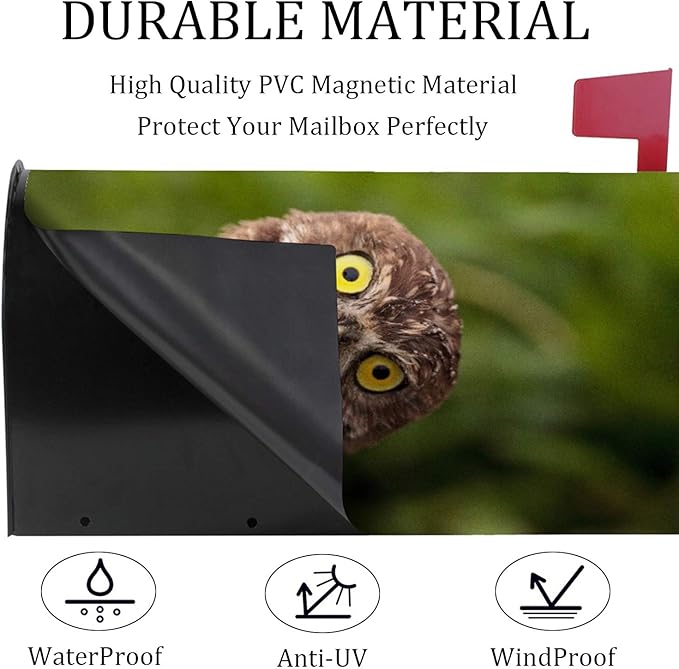 Mailbox Covers Magnetic,Funny Owl Letter Post Box Wraps Cover for Outdoor Garden Yard Decorations Standard Size 18" X 21"-BloomoryGarden
