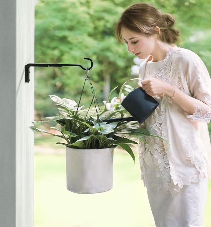 15 Inch 2 Black Pack Heavy Duty Outdoor Plant Hangers for Hanging Baskets, Iron Hanging Plant Brackets for Hanging Plants Outside, Metal Plant Hooks Plant Wall Hooks for Hanging Lantern, Bird Feeder-BloomoryGarden