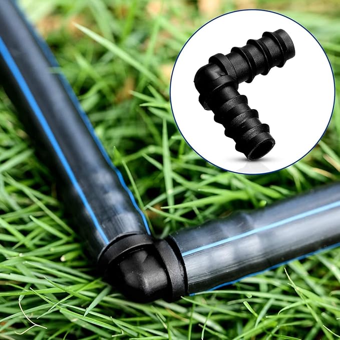 Maitys Irrigation Fittings Kit for Tubing 32 Piece Set, 8 Tees, 8 Couplings, 8 Elbows and 8 End Cap Plugs Barbed Connectors for Drip Sprinkler Systems, Garden, Patio, Lawn or Flower Bed (1/2 Inch)-BloomoryGarden