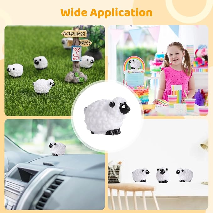 100Pcs Mini White Sheep Figurines, Miniature Resin Sheep Figurines, Mini Cute Resin White Sheep Ornaments, Little Outdoor Moss Landscape Figurines, Tiny Fairy Garden Animal Cake Toppers-BloomoryGarden