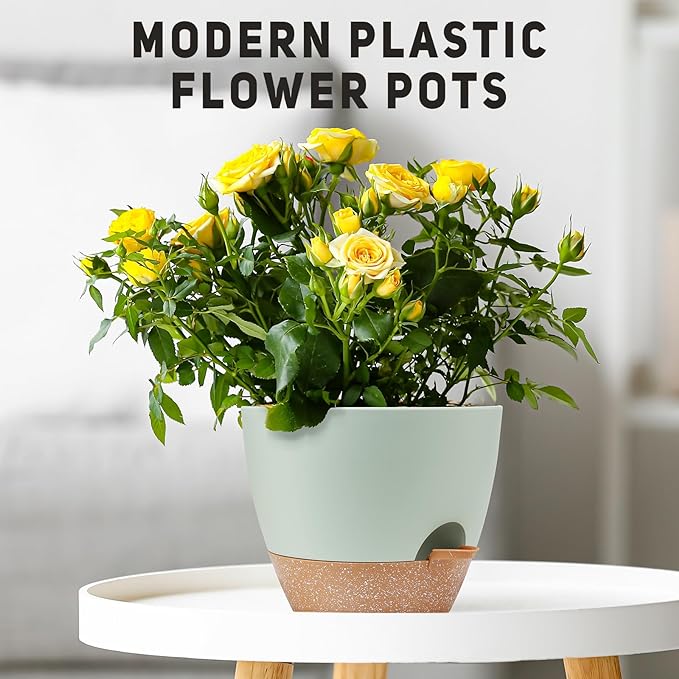 12 inch Large Self Watering Plant Pots, Flower Pots Planters with Multi Mesh Drainage Holes for Indoor Outdoor Garden Plants and Flowers-BloomoryGarden