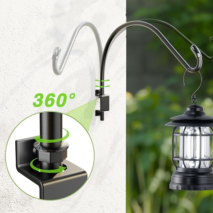 16 Inch 2 Pack Swivel Plant Hanger: Heavy Duty Hook for Bird Feeder, Plant, Flower Basket, Lantern, Wind Chime & More - Versatile Hanging Brackets Outdoor/Indoor Use Up to 22LB-BloomoryGarden