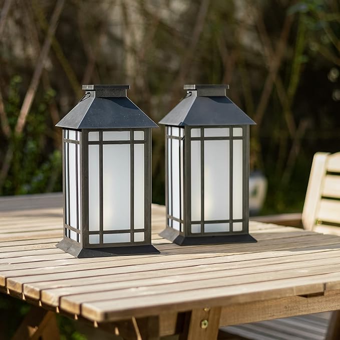 13-Inch IP65 Waterproof Battery-Powered Outdoor Lantern with Led Flameless Candle and 6-Hour Timer - Decorative Lantern for Patio & Garden(2 Pack)-BloomoryGarden