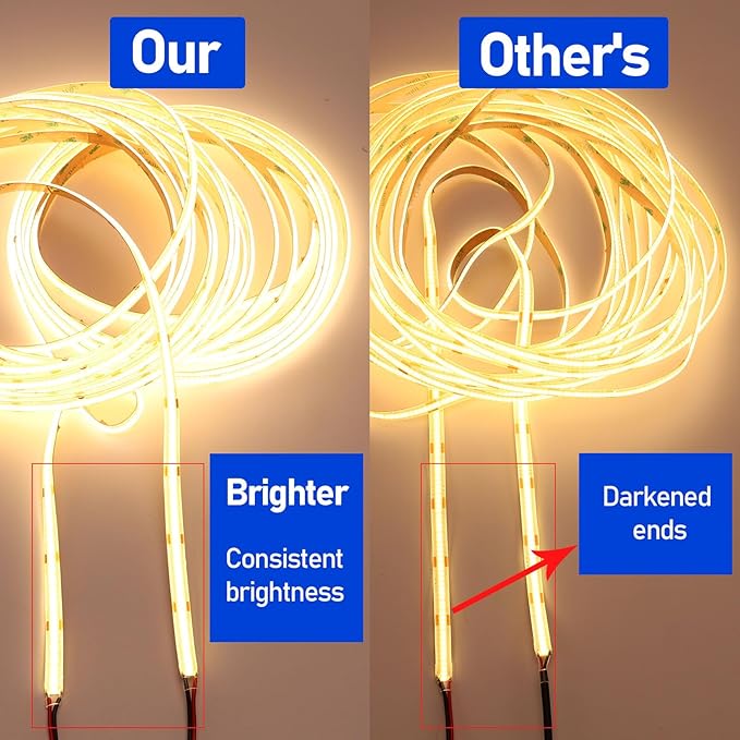 10M/32.8ft 24V COB LED Strip Light Waterproof IP65 Warm White 3000K Uniform Glow 3840LEDs CRI 93+ Flexible LED Tape Lights for DIY Cabinet Bedroom Kitchen Home Decor(No Power Supply)-BloomoryGarden