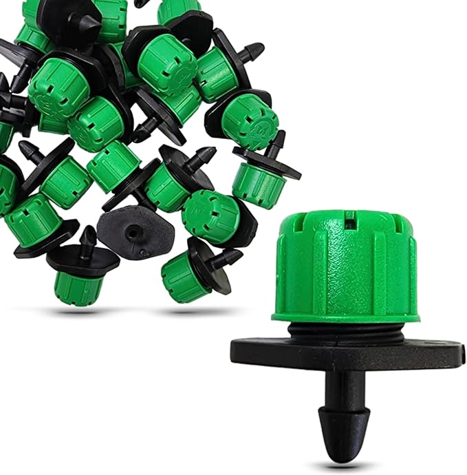 (25-Pack) - 1/4" Inch Universal Barbed Drip Emitter - Adjustable Flow 0-18.5 GPH Fit 1/4 (4-7mm) Drip Irrigation Tubing - Professional Grade (25 Pack Dripper Only)-BloomoryGarden