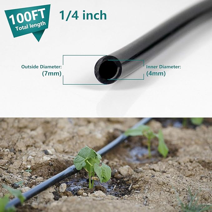 1/4 inch Blank Distribution Tubing Drip Irrigation Hose,50ft Soft Watering Tube for Small Lawn Garden Irrigation System-BloomoryGarden