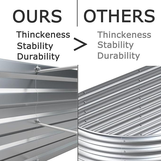 12x4x1ft(2 Pack) Galvanized Raised Garden Bed,Outdoor Planter Box Metal Patio Kit Planting Bed for Vegetables Flowers Herb,Silver-BloomoryGarden