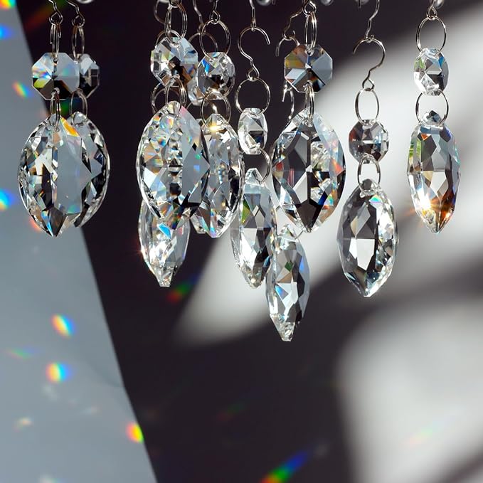12pcs Crystal Suncatchers, Hanging Crystals Chandelier Prisms for Windows, Rainbow Maker Home Decoration-BloomoryGarden
