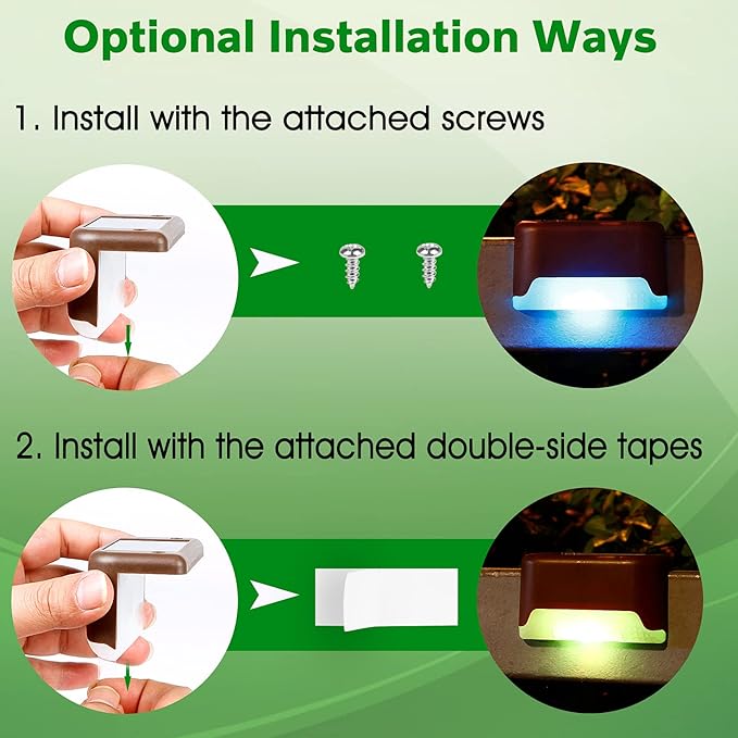 16 Pack Solar Deck Lights Outdoor, Solar Step Lights LED Waterproof Outdoor Lights Patio Decor for Stair Patio Yard Path and Garden, Color Changing-BloomoryGarden