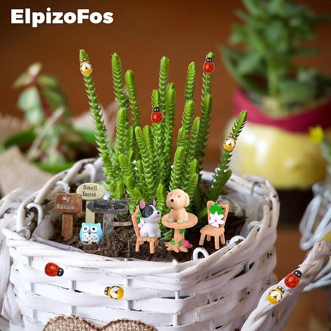 132pcs Fairy Garden Accessories Kit Miniature Animals,Tree,Fence,House Figurines Ornament Statue Craft for DIY Garden Micro Landscape Bonsai Dollhouse Decoration-BloomoryGarden