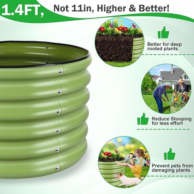 (2 Pack 2x2x1.4ft Galvanized Raised Garden Bed, Deep Metal Garden Bed, Large Raised Garden Beds Outdoor, Raised Beds for Gardening for Vegetables, Flowers, Fruits-BloomoryGarden