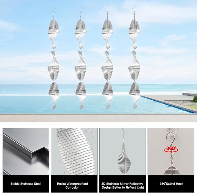 12Pcs Bird Scare Discs, Highly Reflective Double-Sided Bird Reflector, Extra Sparkly Wind Spinners Bird Devices to Scare Birds Like Woodpeckers, Pigeons, Ducks Away from Yard Patio Farm-BloomoryGarden