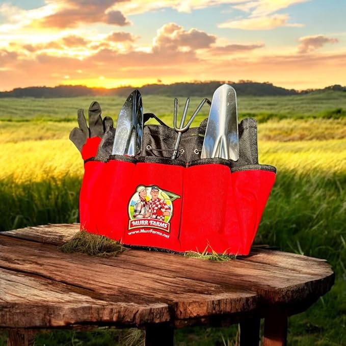 7pc Stainless Steel Heavy Duty Tool Set with Non-Slip Rubber Grip, Garden Gloves and Storage Tote Bag-BloomoryGarden
