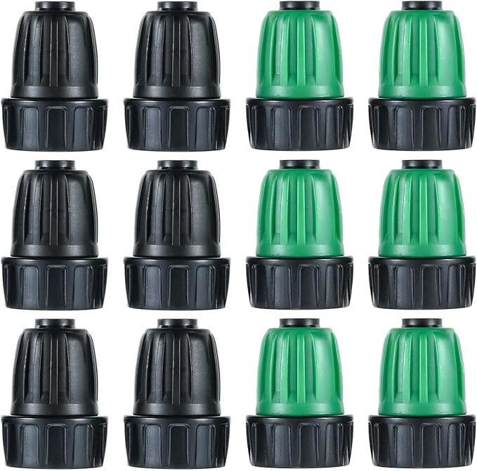 12 Pcs 1/2 Inch Drip Irrigation Tubing Faucet Garden Hose Adapter, 3/4" to 1/2" Drip Irrigation Tubing Hose Adapter, 3/4 Inch Faucet Connector Garden Hose Adapter Black and Green-BloomoryGarden