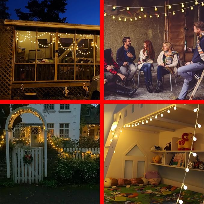 120 LED String Lights 40ft, 8 Lighting Modes Plug in Fairy String Lights for Bedroom Classroom Patio Garden Wedding Party Christmas Tree Outdoor Indoor Decorations Warm White-BloomoryGarden