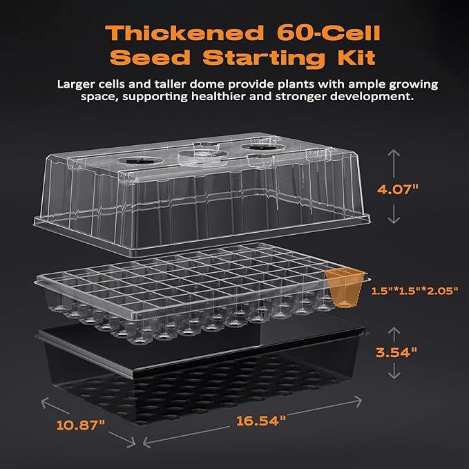 120-Cell Self-Watering Seed Starter Tray with Grow Light, Seed Starter Kit with 4.07” Humidity Dome, Indoor Seedling Starter Tray, Seed Starting Tray for Plant Germination, Seeds Growing-BloomoryGarden