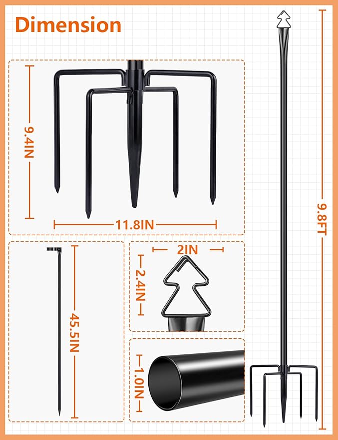 LOPANNY String Light Poles for Outside - 2 Pack 9.8FT Poles for Outdoor String Lights, Outdoor Light Poles for String Lights Hanging - Backyard, Garden, Patio, Deck Lighting Stand for Parties, Wedding-BloomoryGarden