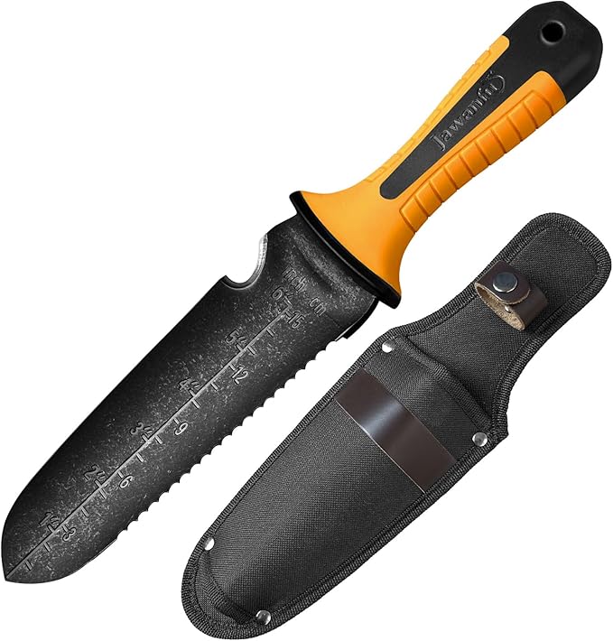 Hori Hori Garden Knife, Stainless Steel Gardening Knife Tool, Multi-Purpose Soil Knife with Sheath,Ergonomic TRP Handle for Weeding, Digging, and Cultivating,7" Blade- in Gift Box