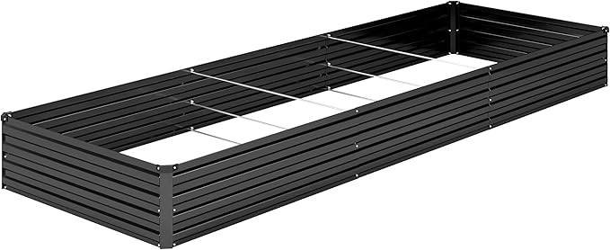 12x4x1FT Galvanized Raised Garden Bed Kit,Vegetable Boxes-Rectangle Metal Flower Box,Large Planter Raised Beds Outdoor Garden for Planting,Fruit,Herb-Black-BloomoryGarden