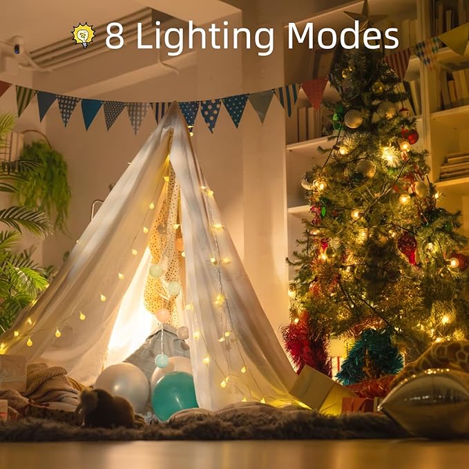 120 LED String Lights 40ft, 8 Lighting Modes Plug in Fairy String Lights for Bedroom Classroom Patio Garden Wedding Party Christmas Tree Outdoor Indoor Decorations Warm White-BloomoryGarden