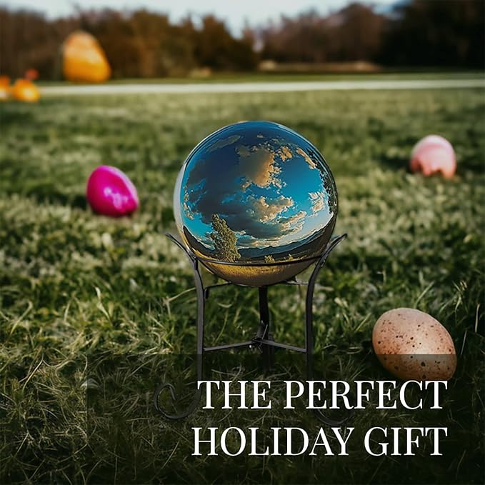 12" Tall Iron Gazing Ball Stand, Classic Stylelish Garden Hardware Metal holder for 8/10/12-Inch, Strong and Durable handmade Gazing Globe Display Stand Decoration for Outdoor, Home, Yards-BloomoryGarden